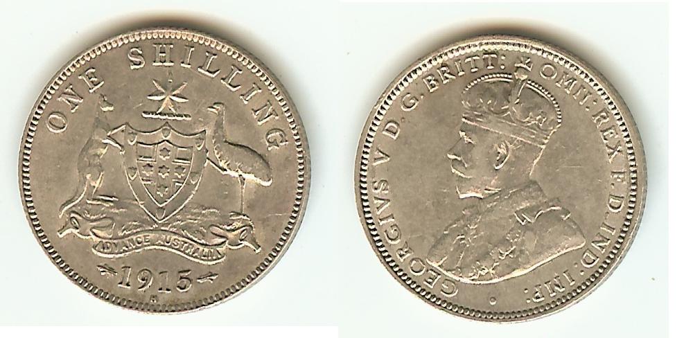 Australian Shilling 1915H Heaton aEF/EF